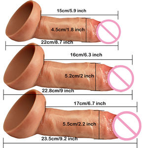 Consolador manual, herramienta sexual femenina, pene masculino, silicona líquida de doble capa, juguete sexual femenino - Product Image 5