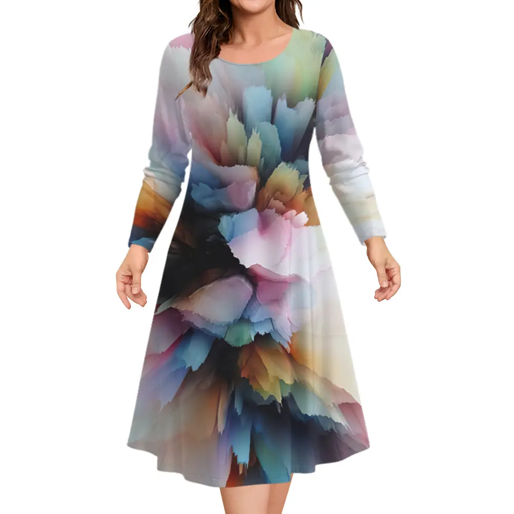 New design Women's Dress Loose Casual Clothing Fashion Flower 3d Print Light Luxury fresh Dress For Women Girl Tops