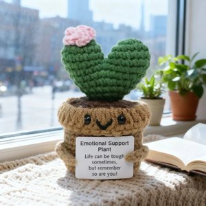 Meilleur vendeur transfrontalier 2025 : <span class=keywords><strong>Cactus</strong></span> au crochet - Breloque de sac ou porte-clés avec carte d'encouragement, adorable jouet amigurumi pour usage quotidien - Product Image 6