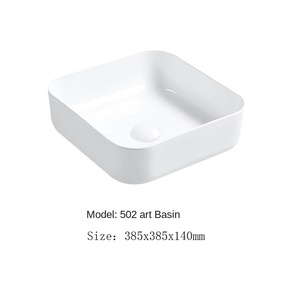 Lavabo de salle de bain moderne haut de gamme en céramique colorée avec drain intégré, disponible en plusieurs couleurs pour lavabo de toilettes - Product Image 2
