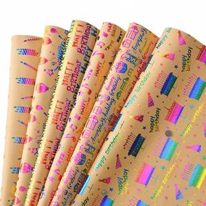 Papel de Regalo con Estampado de Dibujos Animados Alegres, Papel Decorativo con Estampado de Arcoíris en Relieve, al por Mayor, para Regalos de Eventos Deportivos - Product Image 2