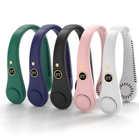 Ventilateur de cou portable numérique sans pales, 5 vitesses, rechargeable, mini-refroidisseur d'air personnel pour les voyages en extérieur