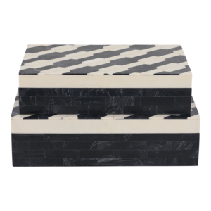 Scatola Decorativa con Motivo a Catena Geometrica, Contenitore Moderno in Resina e Legno con Coperchio per Gioielli e Arredamento Casa - Product Image 4