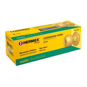 Hermex Basic Ball Lock cilindrico placcato luminoso WC pulsanti BAL-LB-BP - Product Image 1
