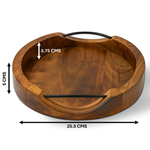ถาดไม้ถือทรงกลมแบบโบราณกันน้ำใช้ในร่ม - Product Image 5