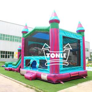 Thương mại cổ điển đầy màu sắc Bounce House <span class=keywords><strong>Inflatable</strong></span> <span class=keywords><strong>Combo</strong></span> với Dual Lane ướt khô trượt để bán - Product Image 4