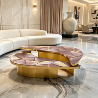 Table basse de luxe artistique en métal et acier inoxydable pour salon, usage domestique, combinaison haute et basse, personnalisation