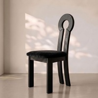 Chaise de salle à manger moderne minimaliste en bois massif, dossier ajouré en forme d'anneau, revêtement en cuir PU, pour usage domestique