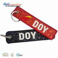 Gantungan Kunci Fashion Berkualitas Tinggi Logo Merek Kustom Bordir Payet Mengkilap untuk Hadiah Gantungan Kunci
