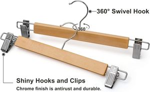 Wholesale U Shape Solid Metal Clip Wood Cloth Pant Trousers Hanger Adjustable Skirt Hanger Wholesaler - Product Image 4