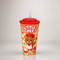 Gobelet réutilisable pour enfants avec logo personnalisé, en PP, 470 ml, écologique, sans BPA, avec couvercle et paille, pour le camping en plein air