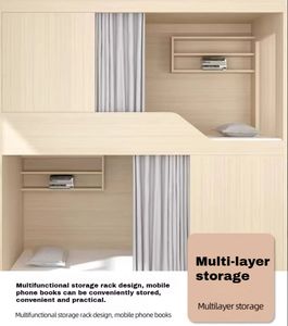 Lit superposé en métal moderne, durable et écologique, personnalisable, pour hôtels, appartements, auberges, avec espace de chambre séparé, marque JUNYI, modèle A-00890 - Product Image 5