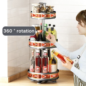 Porte-<span class=keywords><strong>épices</strong></span> Lazy Susan 2 niveaux hauteur réglable organisateur armoire métal <span class=keywords><strong>plateau</strong></span> <span class=keywords><strong>tournant</strong></span> support rotatif <span class=keywords><strong>pour</strong></span> cuisine garde-manger stockage - Product Image 3