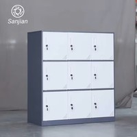 Sanjian gris blanc couleur 9 portes vente chaude faible hauteur métal acier matériel organisateur chaussures ou vêtements casier de rangement