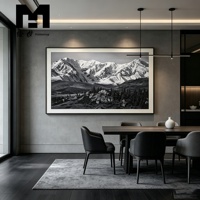 Tableau mural en toile Paysage Montagne enneigée Noir et Blanc, Affiche imprimée sur carton encadrée pour Décoration Intérieure