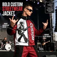 Veste à capuche Rainbow Spray, nouveau design, color block personnalisé, impression sérigraphique motif guitare, coupe ample, zippée, pour concert et sport