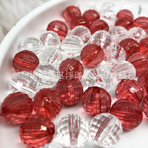 Perles rondes en plastique acrylique, transparentes, rouges et blanches, multi-facettes, pour la fabrication de bijoux, fournitures d'artisanat DIY - Product Image 3