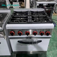 Cuisinière à quatre brûleurs en acier inoxydable Ruitai avec four, mode d'économie d'énergie au gaz commercial, facile à nettoyer, double combustible
