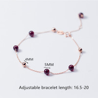 Vente en gros de bracelets en argent sterling 925 personnalisés pour femmes et adolescents Bijoux de fête à la mode avec perle de grenat plaquée or