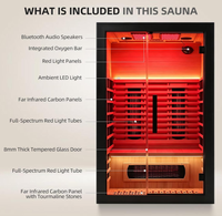 Sauna infrarouge à spectre complet personnalisé en bois de pruche pour 2 personnes, sauna sec intérieur pour la maison et la salle de sport
