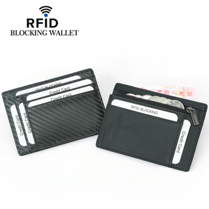 Nueva tendencia, tarjetero Unisex, monedero, logotipo impreso personalizado, función de bloqueo RFID delgada, Material principal, cuero PU - Product Image 1
