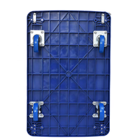 Chariot à roulettes en plastique bleu robuste, plateforme mobile pliable, chariot et outils pour le déplacement, le stockage et le transport