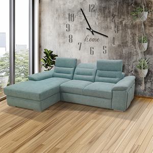 PHIL MOD. SALOTTI CON 2 POUF E PENINSOLA SINISTRA CON VANO PORTAOGGETTI IN TESSUTO EFFETTO ACQUA - Product Image 1
