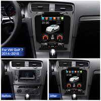 Autoradio HFMidia 9,7 pouces avec écran vertical, lecteur multimédia vidéo, compatible CarPlay sans fil et Android Auto pour VW Golf 7 2014-2018
