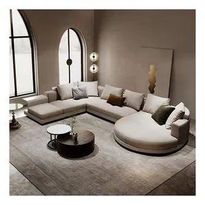 New Design Large Size Villa Comfort Sofa Living Room Furniture Modular Luxury Modern Velvet U Shape Sofa Leather Sectional Sofa