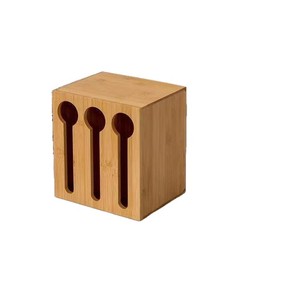 Wooden Desktop Tableware Storage <b>Box</b> Rectangle Three Hole Spoon Organizer For <b>Party</b> Restaurant Use - Product Image 3