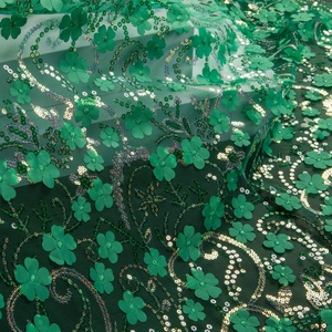 Màu Xanh Long Lanh Vải Tuyn Vải Đáng Yêu 3D Hoa Thêu <span class=keywords><strong>Sequin</strong></span> Kết Cấu Wedding Dress Vải Chất Lượng Cao Nguồn Cung Cấp Nhà Máy - Product Image 6