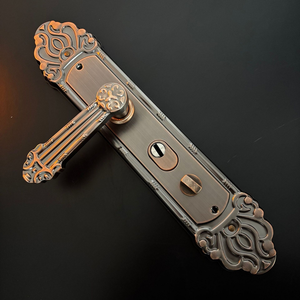 Poignée de porte de villa ancienne en laiton massif rouge au design moderne, quincaillerie de panneau haut de gamme pour entrées d'appartements de luxe - Product Image 5