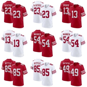 Vente en gros de maillots de football américain cousus <span class=keywords><strong>San</strong></span> <span class=keywords><strong>Francisco</strong></span> 49ers Brock Purdy # 23 Christian McCaffrey # Uniforme de football 54 Warner - Product Image 1