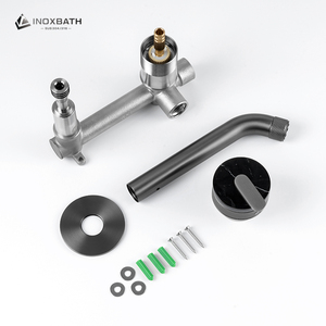 Robinet de lavabo mural en acier inoxydable 304 avec bec en jade à deux trous, finition gunmetal - Product Image 2