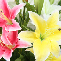 Couronnes de fleurs et plantes décoratives bon marché vente en gros fleurs artificielles tigre lys dans un Pot pour la décoration de gâteau