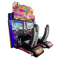 Console de jeu vidéo de course d'arcade à deux joueurs grand équipement de voiture de divertissement à pièces en métal