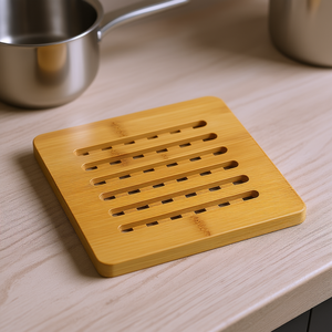 KESPER Bamboo Pot <b>Trivet</b> Square 15x15cm Heat Resistant Kitchen Protector - Product Image 3