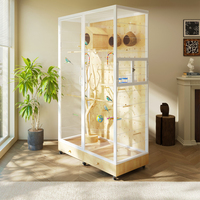 Cabinet spacieux pour oiseaux de grande taille, volière intérieure robuste, structure en bois durable, conçu pour plusieurs oiseaux