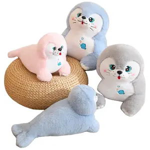 도매 바다 동물 봉제 만화 물개 장난감 잠자는 부드러운 블루 그레이 고래 베개 장난감