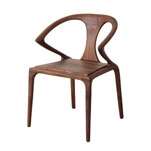 Chaise de salle à manger moderne en bois massif avec revêtement en cuir, design épée en noyer noir, mobilier pour la maison, le bureau, l'hôtel, la salle de bain - Product Image 2