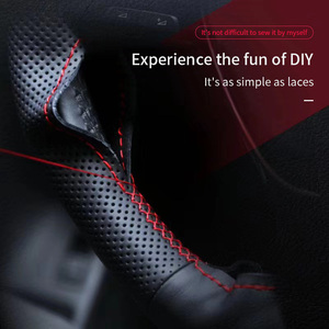 Nouveau Design Degrés Tambour Sac Entièrement Enveloppé Original Voiture Scan Moule Ouverture en cuir véritable Voiture Volant Couverture - Product Image 6