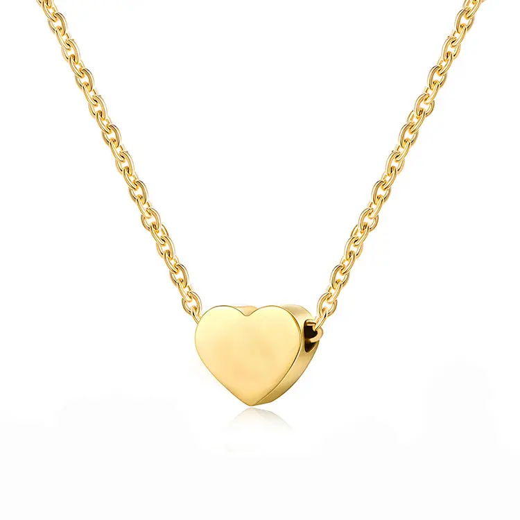 Hot sale women accessories stainless steel delicate dainty small heart 18k gold plated heart pendant necklace jewelry