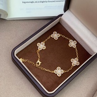 Bracelet en or 24 carats plaqué or, style vintage français, croix Vajra incrustée de diamants, couleur durable, bijoux de luxe légers pour femmes, ODM OEM