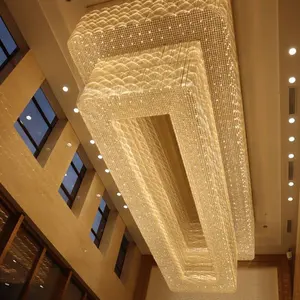 커스텀 엔지니어링 빌라 호텔 로비 큰 직사각형 클래식 크리스탈 샹들리에 천장 럭셔리 플러시 마운트 크리스탈 샹들리에