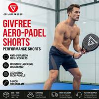 Shorts de tennis GIVFREE Aero-Padel pour hommes, taille élastique, tricotés, anti-vibrations, poches en mesh, performance anti-humidité