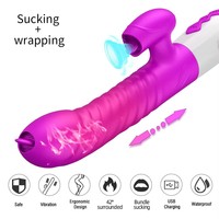 Jouets sexuels pour adultes, vibromasseur double tête pour femmes, plug anal télescopique en silicone, masseur clitoridien