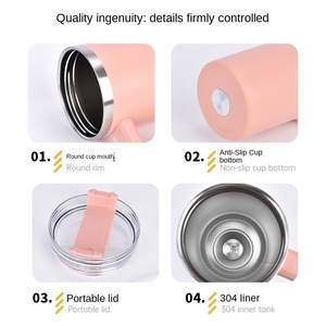 Vaso Térmico Ice <span class=keywords><strong>Bully</strong></span> de 40 oz con Asa y Pajita para Auto, Acero Inoxidable 304, Conservación de Calor al Vacío, Antigoteo, Portátil, para Café Frío, Oficina - Product Image 2