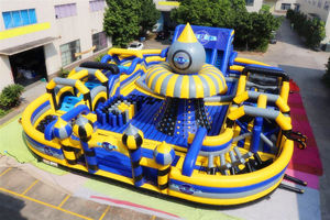 Jeux gonflables de glissière de parc d'attractions de château plein d'entrain jaune extérieur de bande dessinée pour des enfants et le terrain de jeu adulte - Product Image 6