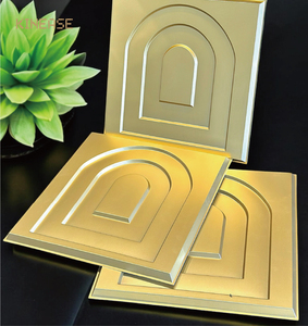 Paneles de Pared Modulares <span class=keywords><strong>3D</strong></span> de PVC Dorado Moderno, Fáciles de Instalar, para Decoración de Baños y Escaleras de Clubes de Lujo - Product Image 5