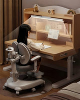 Ensemble de bureau d'étude ergonomique pour enfants, réglable en hauteur, en bois confortable, avec chaise, pour la maison et le bureau, par Factory Director